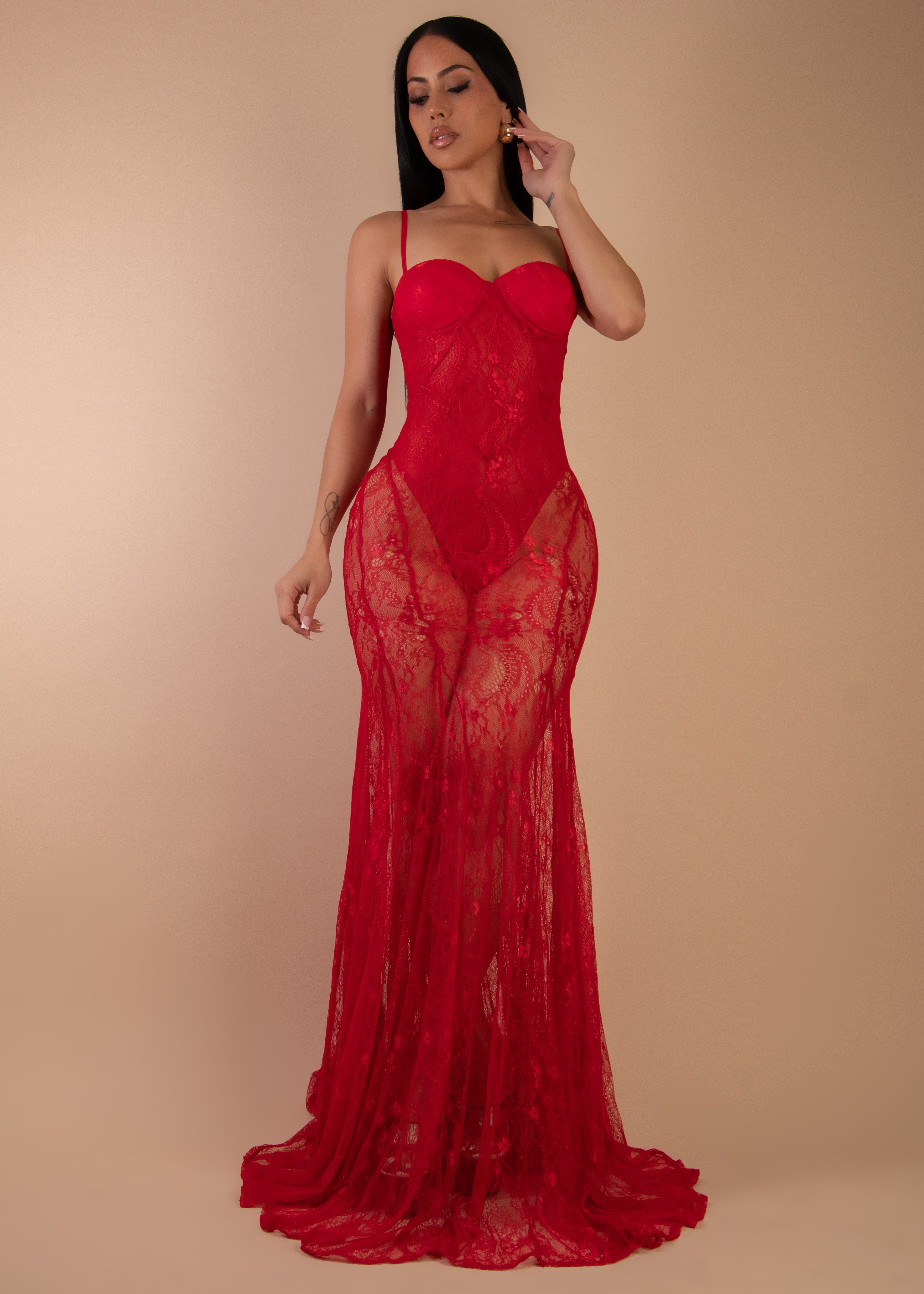 After Dark Temptation Lace Maxi Dress Red – Diva Boutique Online