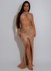 Afterglow Siren Ruched Sequin Maxi Dress Gold