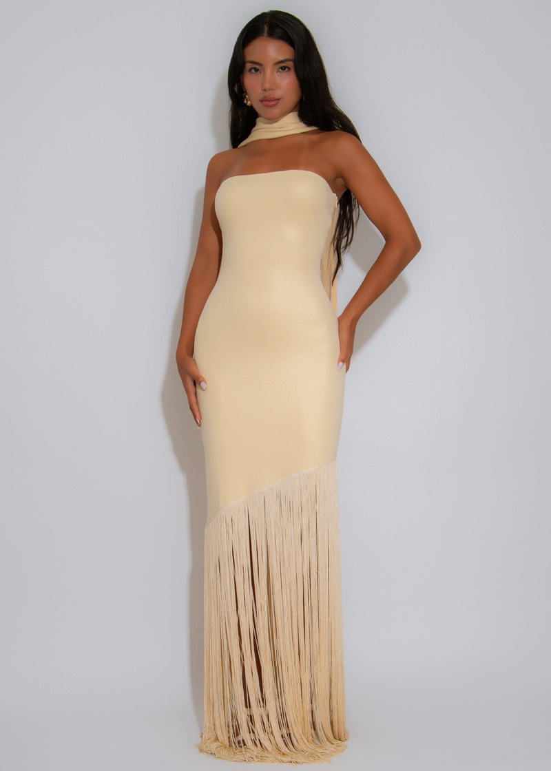 Endless Allure Fringes Maxi Dress Yellow