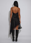 Serene Temptation Satin Lace Mini Dress Black