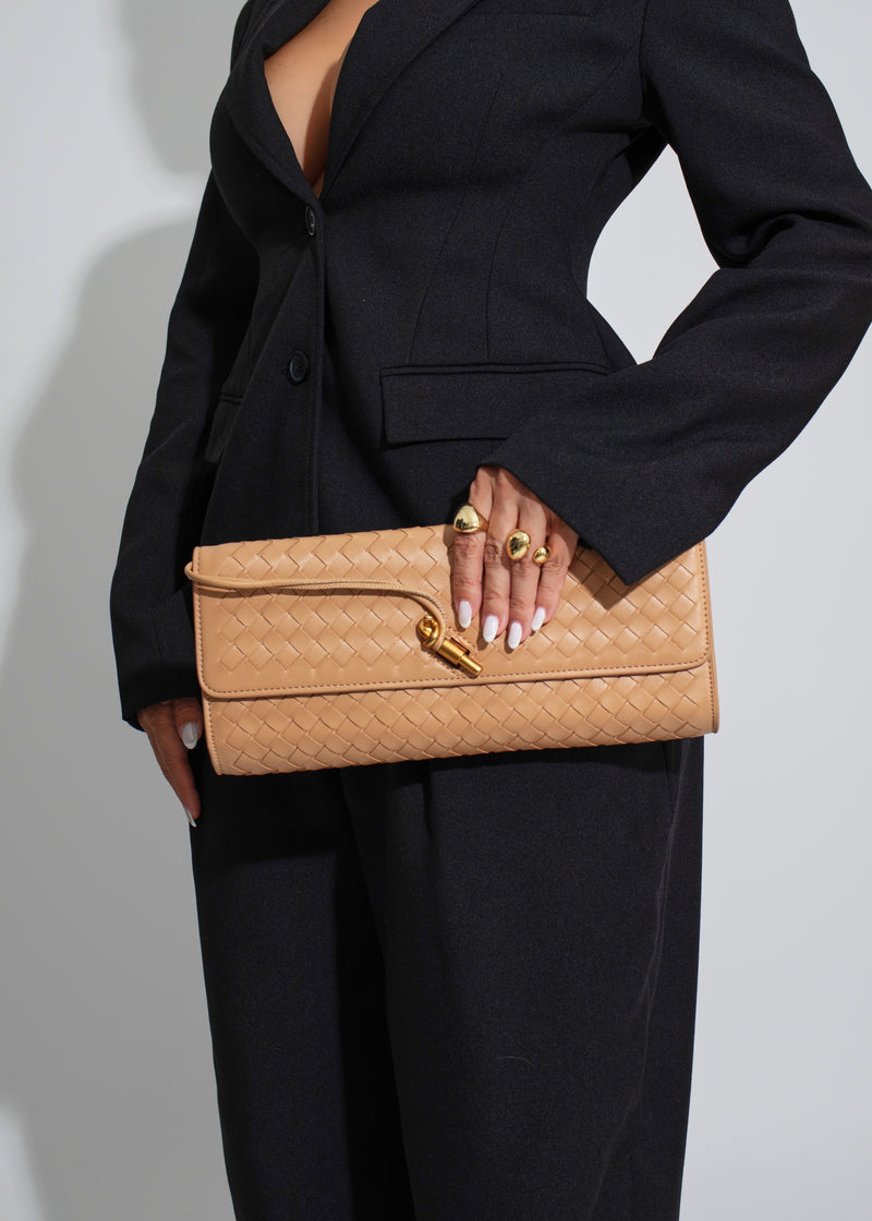 The Woven Grace Clutch Nude
