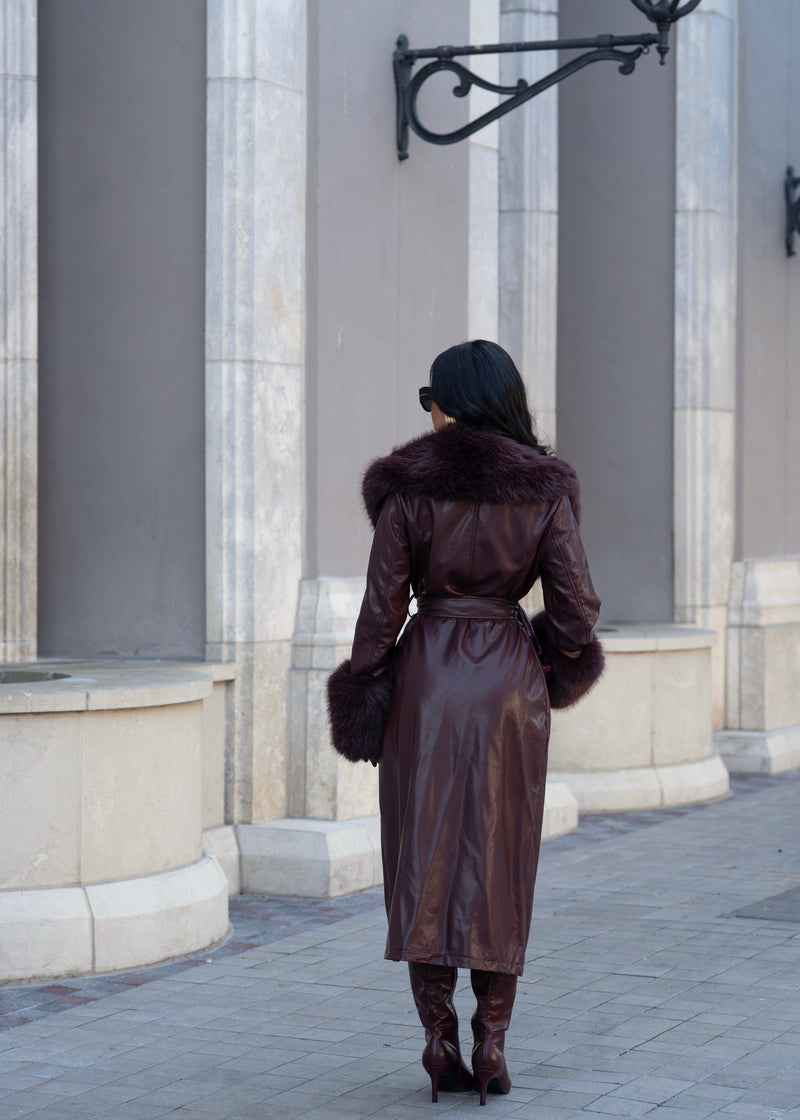 Northern Dynasty Faux Leather Coat Red