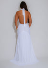 Midnight Ember Ruched Mesh Maxi Dress White