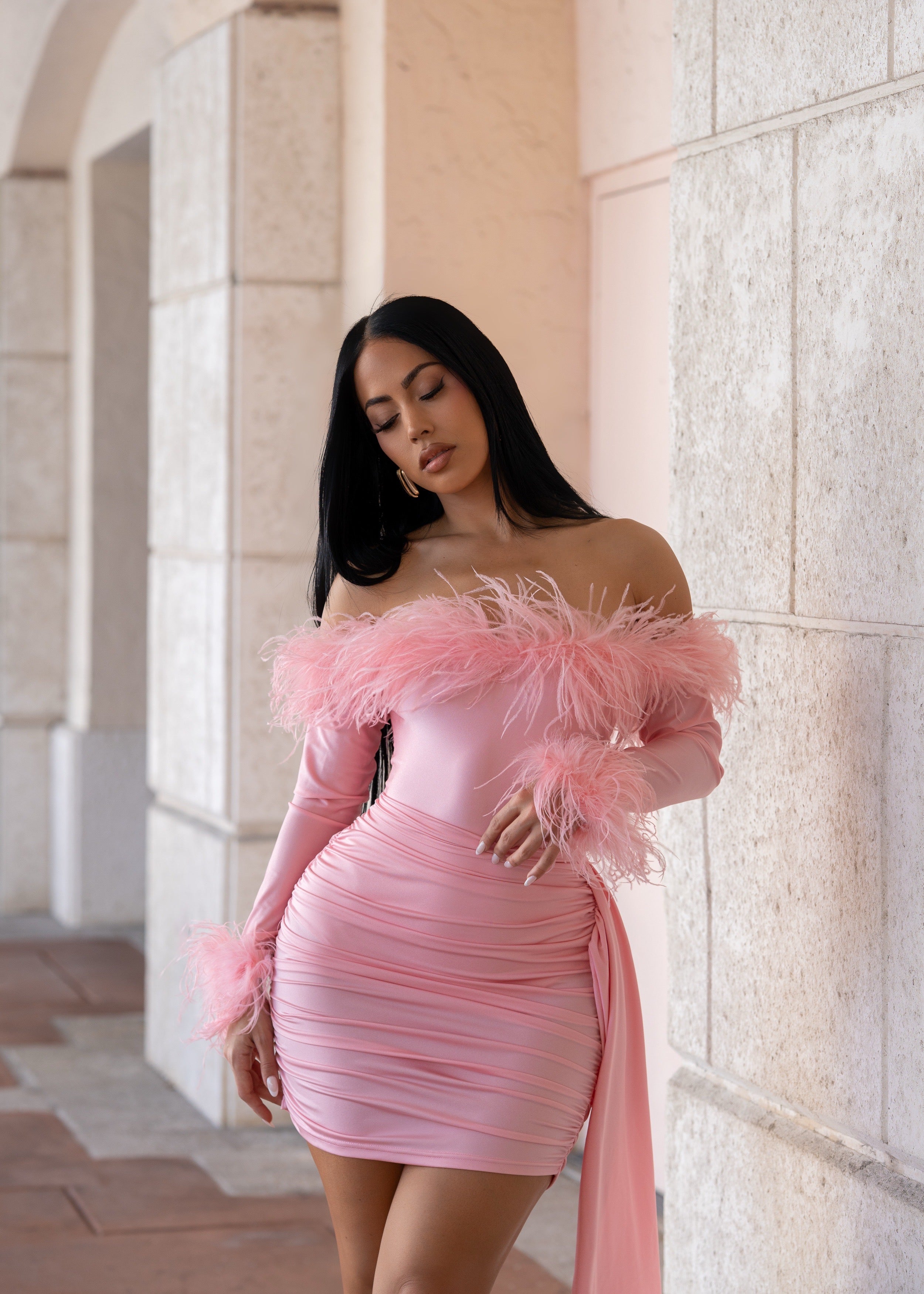 Flirt Alert Ruched Skirt Set Pink