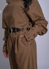 Modern Frame Scarf Pant Set Brown