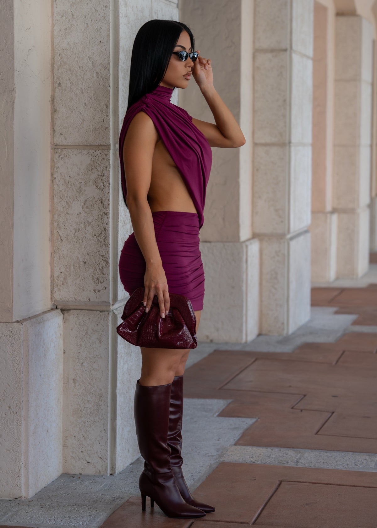 Sweet Deception Ruched Skirt Set Purple