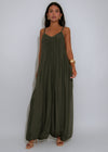 Effortless Essence Ruched Jumpsuit Green