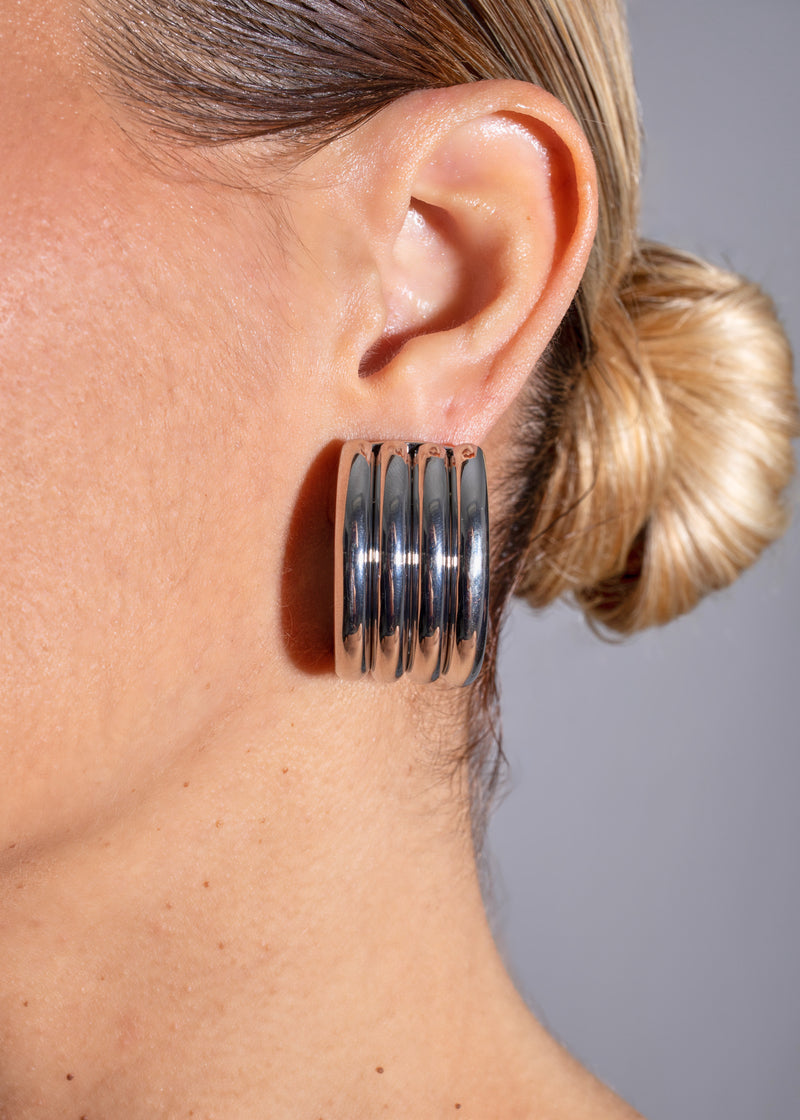 Lustrous Halo Earrings Silver