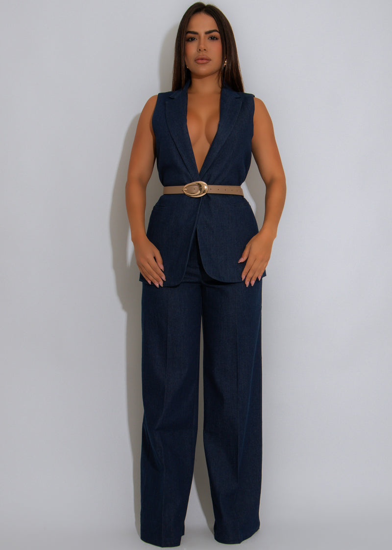 Boardroom Cool Pant Set Denim