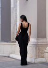 Phantom Grace Velvet Mesh Maxi Dress Black