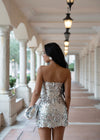 Aether Shimmer Sequin Mini Dress Silver