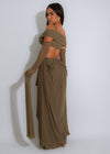 Enchanted Veil Ruched Mesh Maxi Dress Green