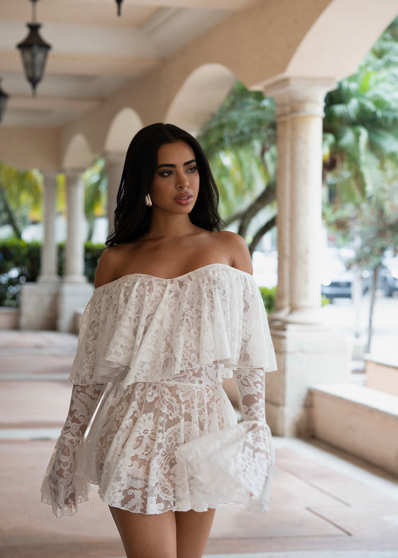 Angelic Desire Lace Mini Dress White *PRE ORDER*