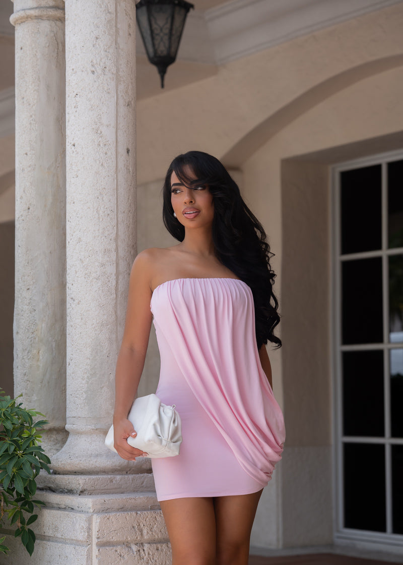 Soft Temptation Ruched Mini Dress Pink