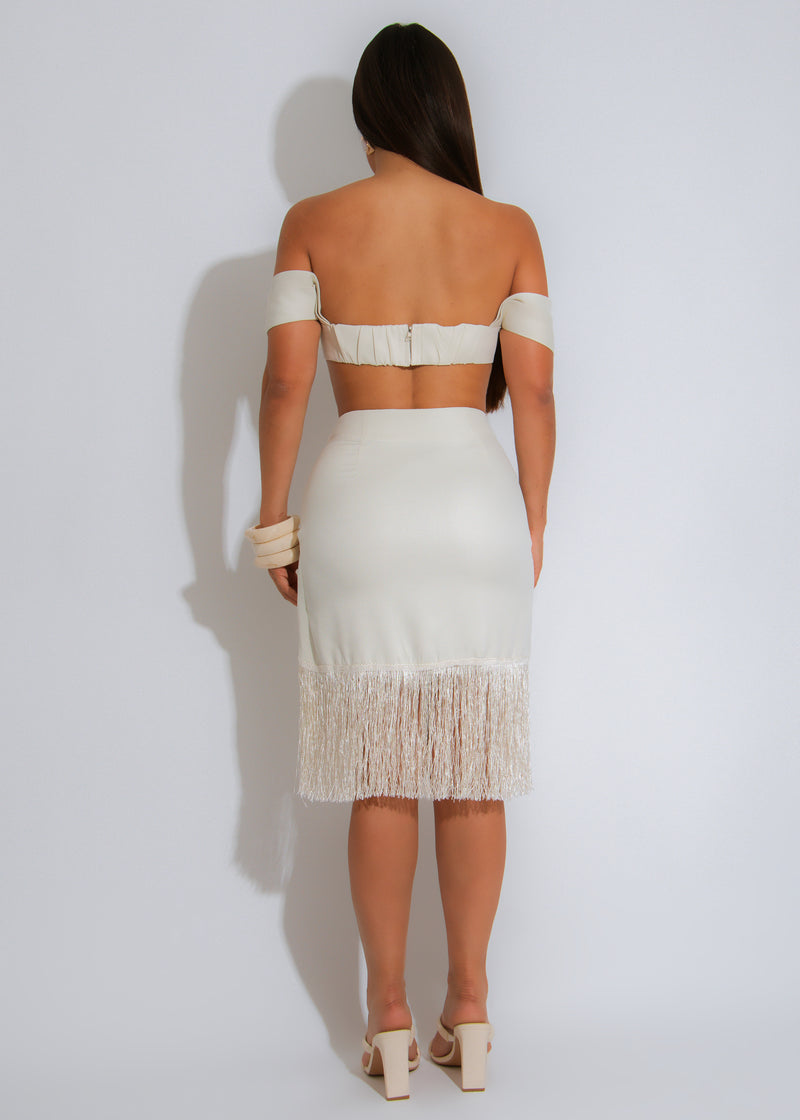 Fringe Muse Floral Skirt Set Nude