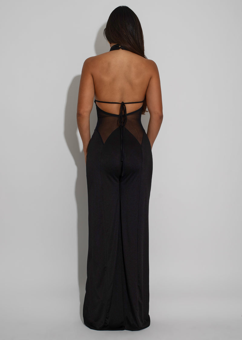 Midnight Illusion Mesh Jumpsuit Black