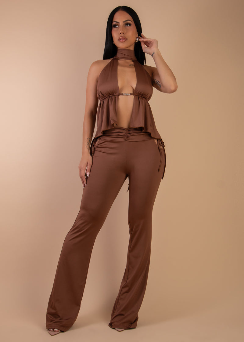 Wrap Muse Ruched Pant Set Brown