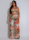 Villa Escape Ruched Pant Set Orange