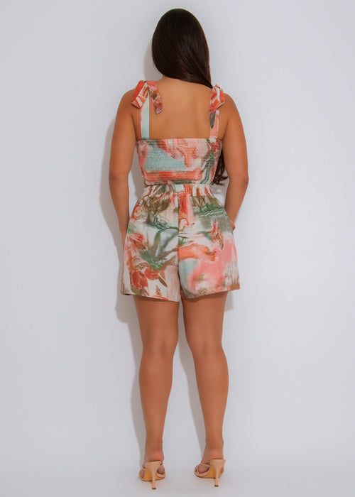 Mirage Glow Ruched Short Set Orange