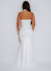 Celestial Poise Ruched Maxi Dress White