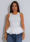 Contour Flare Peplum Long Top White