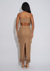 Bohemian Dynasty Knit Pearl Maxi Dress Nude