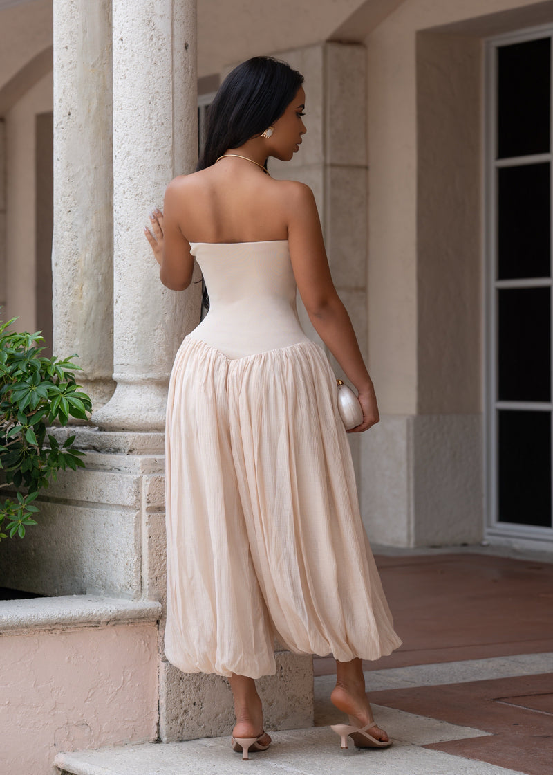 Soft Reverie Ruched Jumpsuit Nude