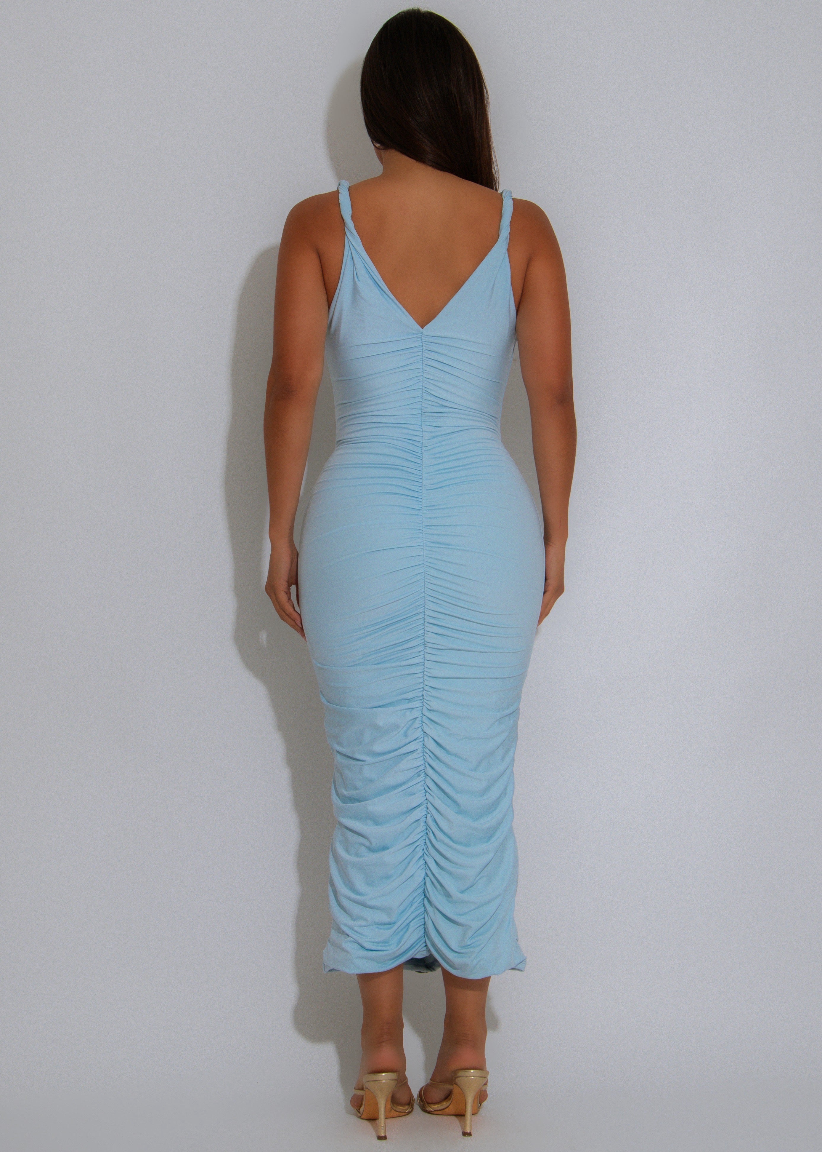 Mirror Mirage Ruched Midi Dress Blue
