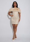 Winter Reverence Pearl Faux Fur Mini Dress Nude