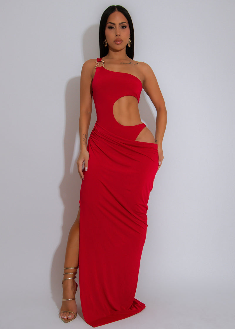 Serpent Seduction Maxi Dress Red – Diva Boutique Online