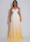 Sunkissed Mirage Ruched Maxi Dress Yellow