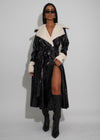 Midnight Glacier Faux Leather Coat Black
