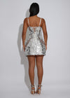 Regalia Bloom Sequin Mini Dress Silver