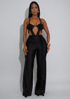 Siren Knot Ruched Jumpsuit Black