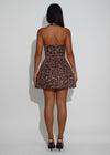 Untamed Structured Leopard Mini Dress Brown