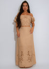 Desert Muse Ruched Floral Skirt Set Nude