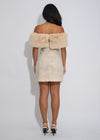 Winter Reverence Pearl Faux Fur Mini Dress Nude
