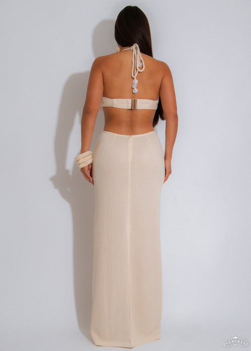 Tidal Glow Knit Shell Maxi Dress Nude
