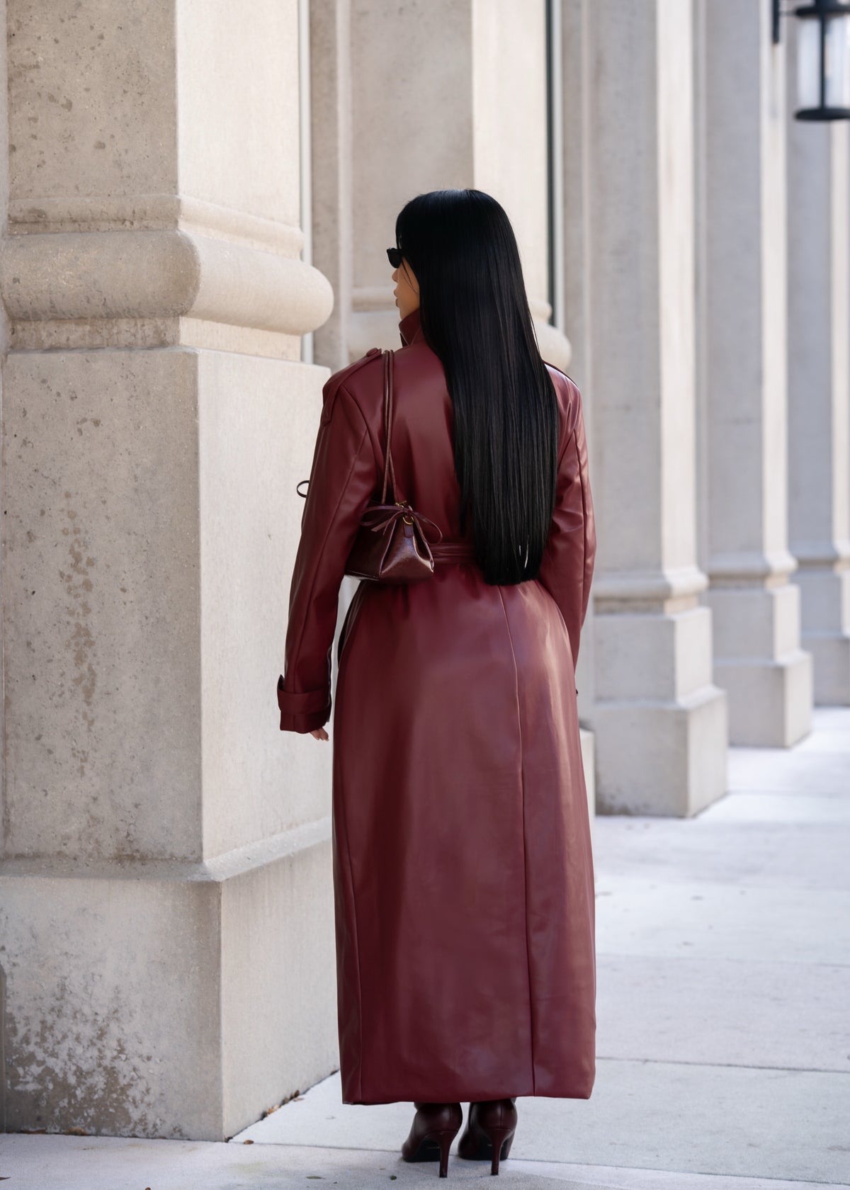 Privé Obsession Faux Leather Coat Set Red