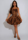 Feline Frenzy Leopard Ruched Mini Dress Brown
