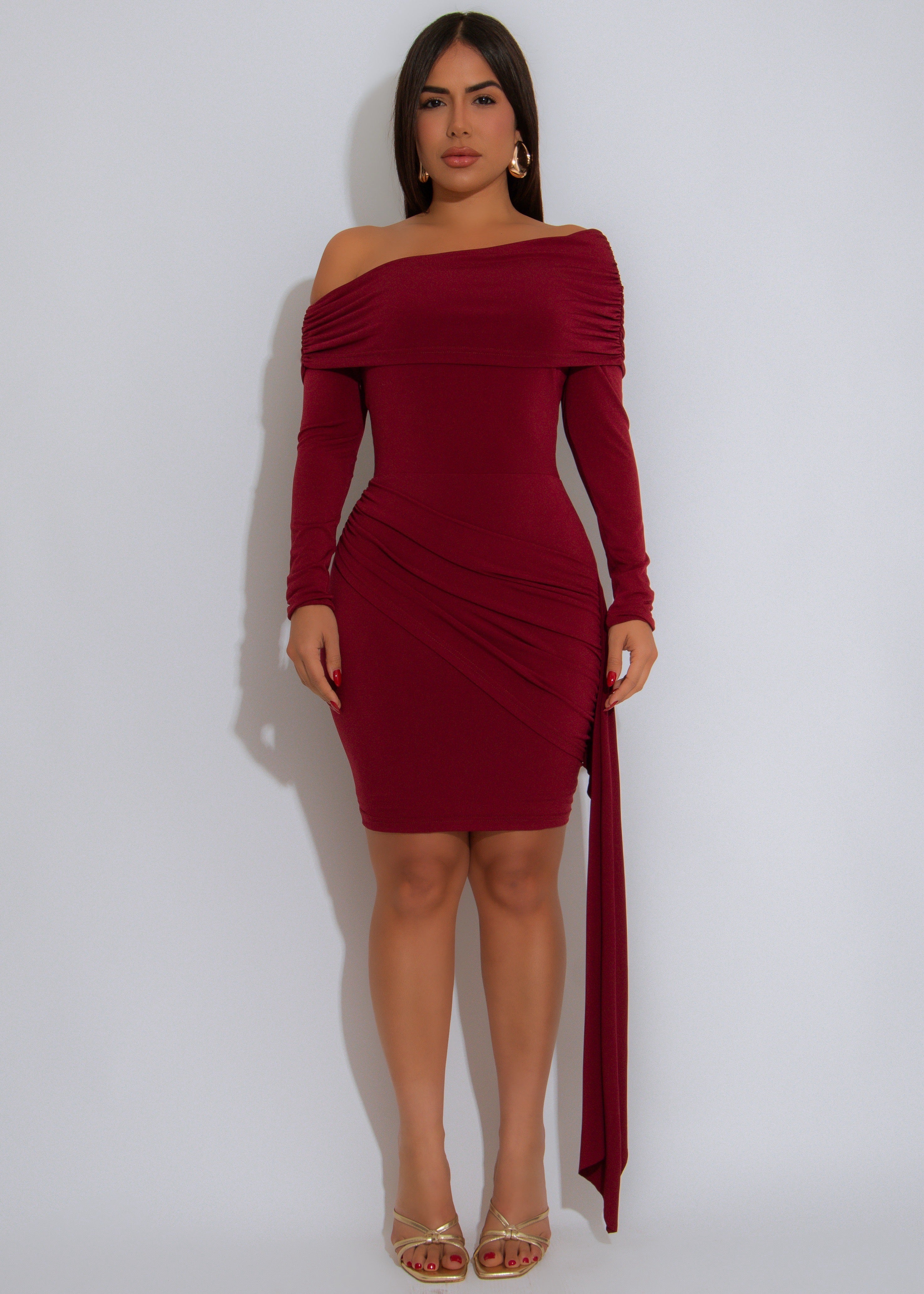 Twist of Fate Ruched Mini Dress Red