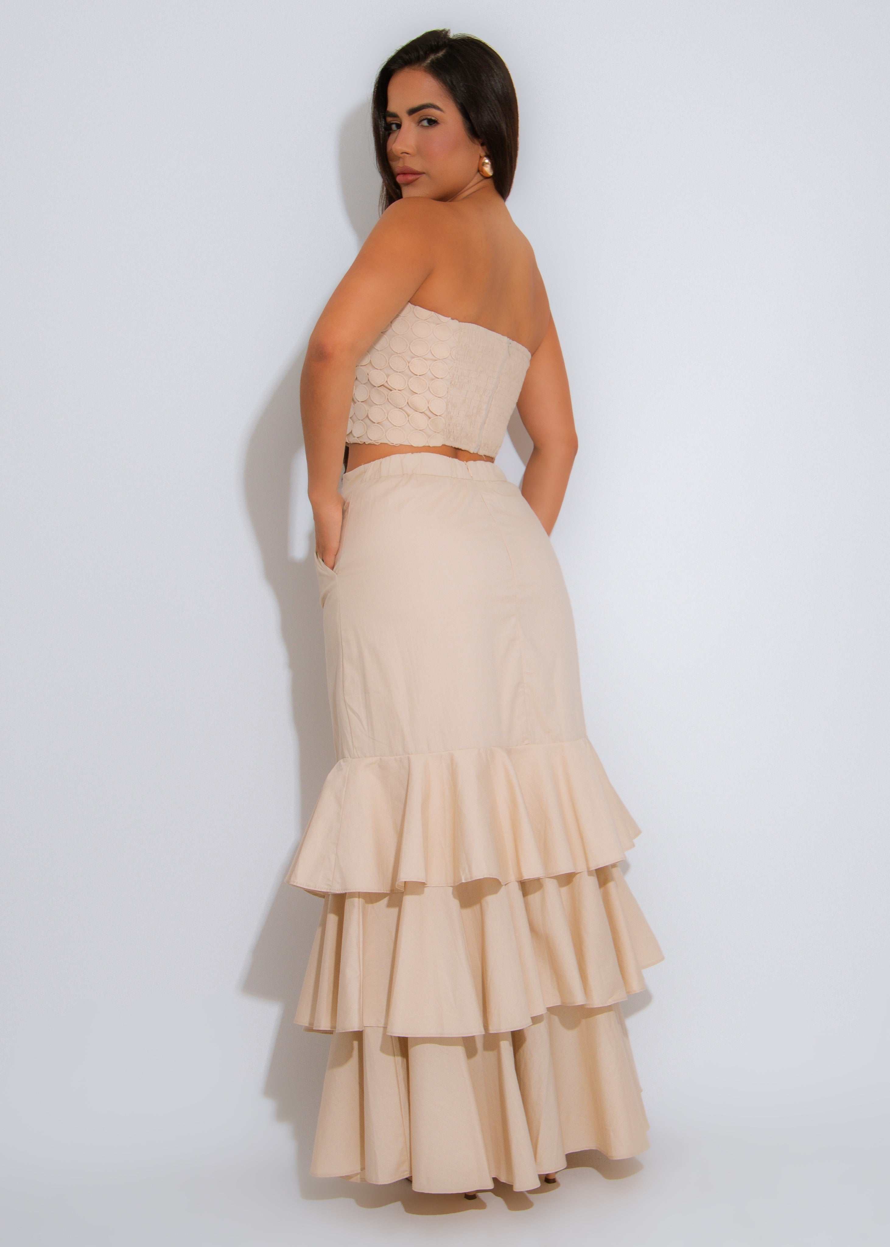 Soleil Textura Skirt Set Nude