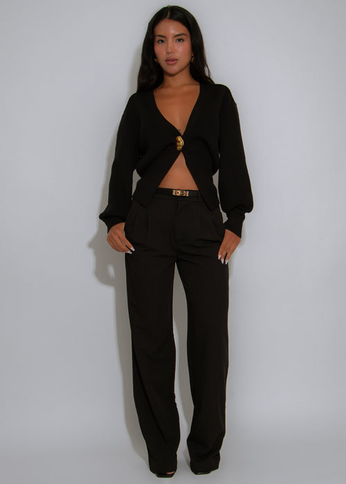 Bold Accent Ribbed Sweater Black