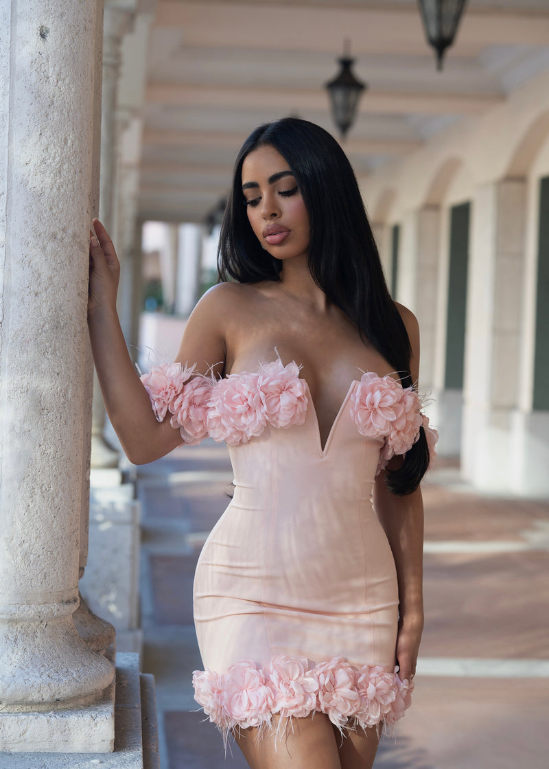 Petal Provocateur Floral Mini Dress Pink