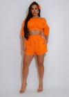 Carefree Aura Linen Short Set Orange
