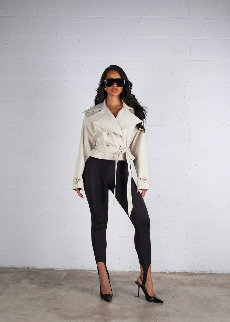 In Demand Cropped Trench Coat Nude