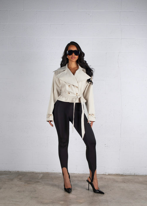 In Demand Cropped Trench Coat Nude