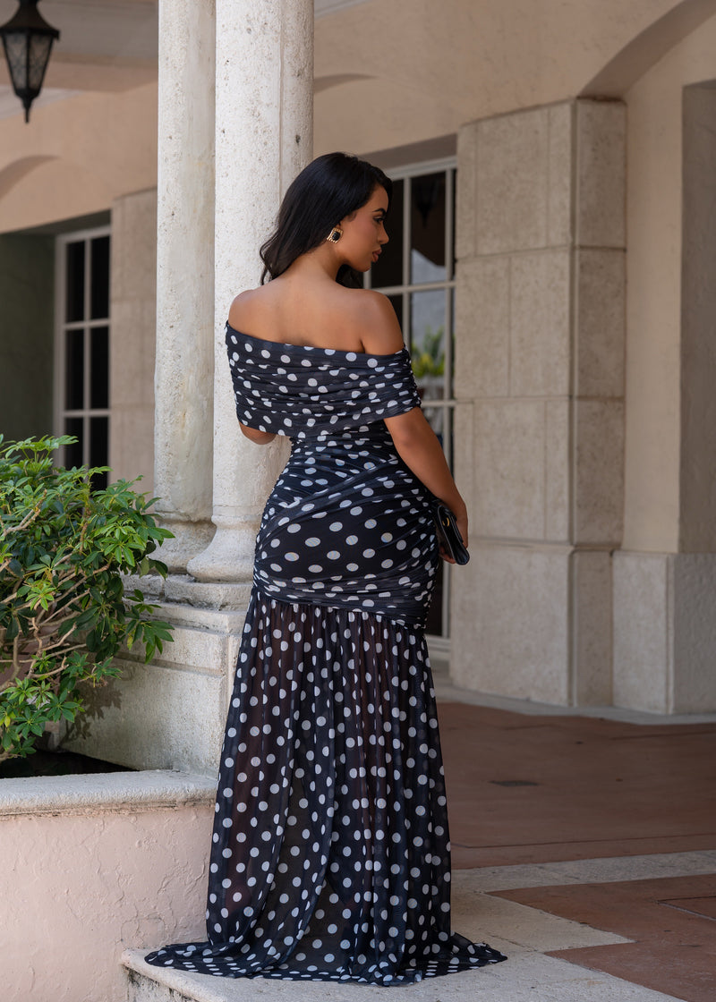 Not So Casual Mesh Ruched Maxi Dress Black