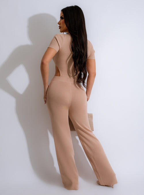 Necessary Ribbed Pant Set Nude