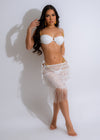 Stylish and elegant Island Girl Fringe Cover Up in a beautiful white color, perfect for beach days and poolside lounging